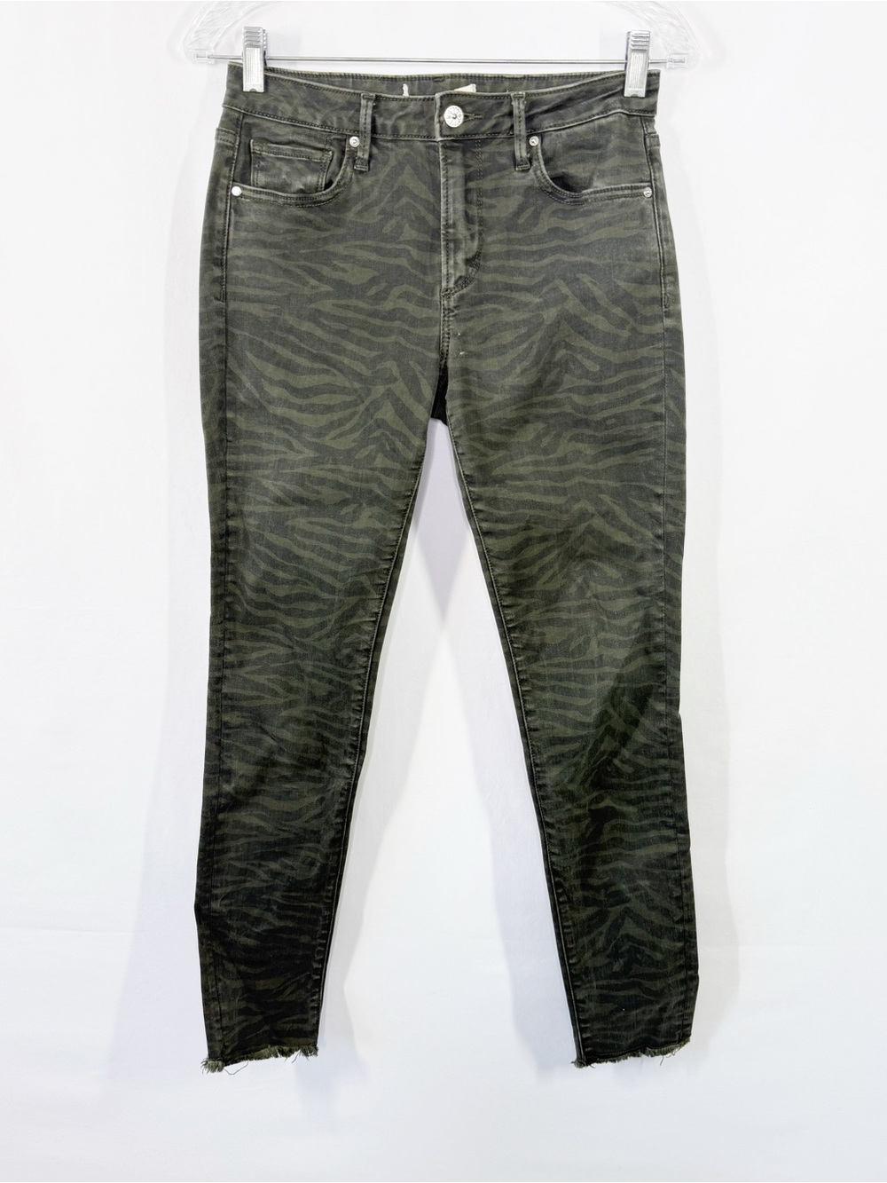 Driftwood Denim Green Zebra Jackie Skinny Jeans Size 26 Animal Print